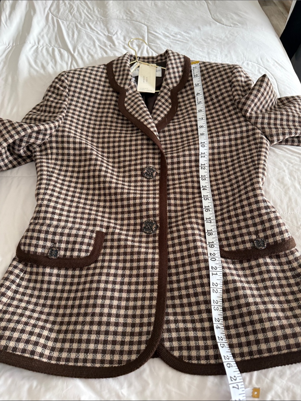 Brown & Cream Houndstooth Trim Blazer - Picture 8 of 8